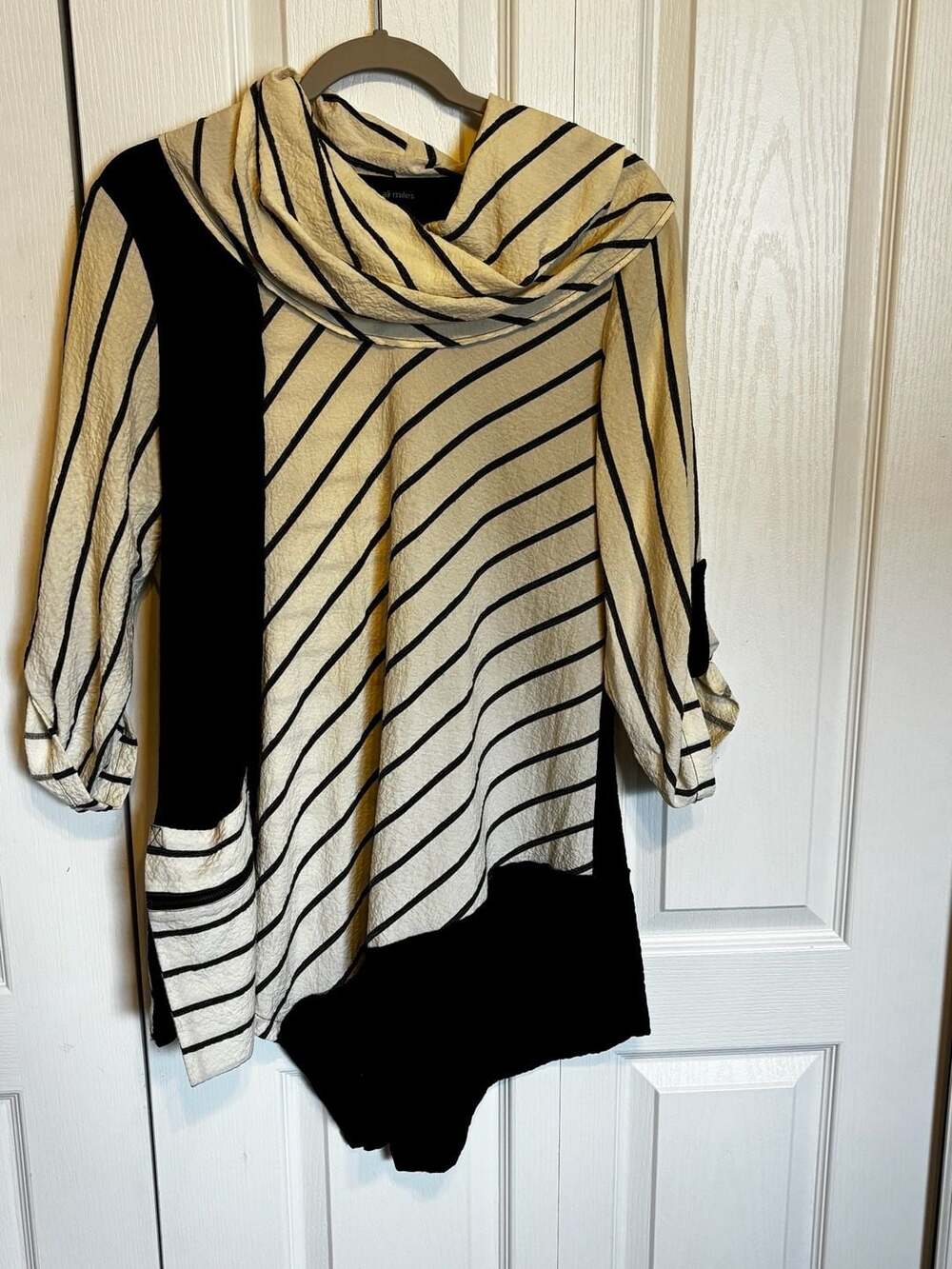 Ali Miles Size S Striped Cowl Neck Tunic Top